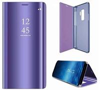 Sycode Luxe Screen Protector Violet Slim Fit Transparente Standing View Miroir Portefeuille Housse Coque pour Samsung Galaxy S9-Violet Miroir