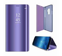Sycode Luxe Screen Protector Violet Slim Fit Transparente Standing View Miroir Portefeuille Housse Coque pour Samsung Galaxy S9 Plus-Violet Miroir