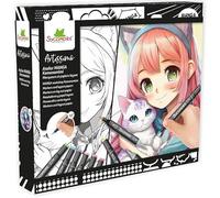 Sycomore Anime Kemonomimi Ensemble de dessin et de marqueurs pour enfants | Bloc de papier et marqueurs de couleur | Inspire la créativité, la conception de personnages et les compétences