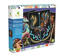SYCOMORE-CREA014 Licorne-Chevaux Artissimo-10 Tableaux à gratter Scratch Art-Loisirs Créatifs Enfant-Dès 7 ans-Sycomore-CREA014, CREA014, Plusieurs Couleurs