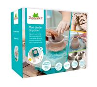 D'Arpèje Tour de potier Sycomore – modèle compact pour enfants – plateau aluminium et 5 outils bois