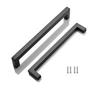 SYDARSYN 2 Pack Poignee de Meuble Cuisine Noir, Poignées de Placard Cuisine en Acier Inoxydable Entraxe 224mm