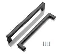 SYDARSYN 2 Pack Poignee de Meuble Cuisine Noir, Poignées de Placard Cuisine en Acier Inoxydable Entraxe 256mm