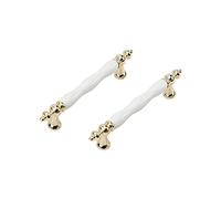 SYDARSYN 2 Pcs Céramique Poignée de Porte Vintage Armoire Porte Poignées Meubles Cuisine Tiroir Poignées pour Placards Barres Poignées Armoire Boutons Blanc 128mm