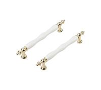 SYDARSYN 2 Pcs Céramique Poignée de Porte Vintage Armoire Porte Poignées Meubles Cuisine Tiroir Poignées pour Placards Barres Poignées Armoire Boutons Blanc 160mm
