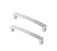 SYDARSYN 2 pièces Cristal Poignées pour Portes Strass Verre Poignées de Tiroir Commode Armoire Cuisine Poignee de Meuble Placard Boutons de portes 128mm