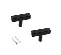 SYDARSYN 2 pièces Noir Mat Poignées pour Placards Cuisine Acier Inoxydable Poignées de Porte Poignee de Meuble Moderne Poignées pour Armoires Porte de Boutons Trou unique