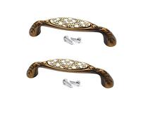 SYDARSYN 2 Pièces Poignee de Meuble Cuisine Céramique Vintage, Poignée de Meubles en Céramique Meubles Tiroir Poignées en Alliage de Zinc, Distance de Trous 96mm (D)