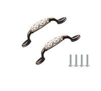 SYDARSYN 2 Pièces Poignee de Meuble Cuisine Céramique Vintage, Poignée de Meubles en Céramique Meubles Tiroir Poignées en Alliage de Zinc, Distance de Trous 96mm (A)