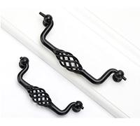 SYDARSYN 2 Pièces Poignee de Meuble Cuisine Noir Vintage, Poignée Meuble en Métal, pour Placards de Porte de Tiroir Salle de Bain Cuisine 128mm (D)