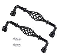 SYDARSYN 2 Pièces Poignee de Meuble Cuisine Noir Vintage, Poignée Meuble en Métal, pour Placards de Porte de Tiroir Salle de Bain Cuisine 128mm (C)