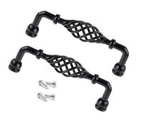 SYDARSYN 2 Pièces Poignee de Meuble Cuisine Noir Vintage, Poignée Meuble en Métal, pour Placards de Porte de Tiroir Salle de Bain Cuisine 96mm (C)