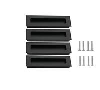 SYDARSYN 4 Pièces Poignées de Porte Coulissantes Poignée Rectangle Encastrées Poignée Cachée, pour Tiroirs, Armoires, Penderies (110 * 42 mm, Noir)