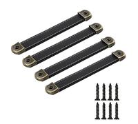 SYDARSYN 4 pièces Poignées en cuir pour meubles poignée de porte cuisine poignées de tiroir armoire vintage boutons de portes cuir tirer placards de poignées 128mm
