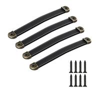 SYDARSYN 4 pièces Poignées en cuir pour meubles poignée de porte cuisine poignées de tiroir armoire vintage boutons de portes cuir tirer placards de poignées 160mm