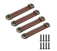 SYDARSYN 4 pièces Poignées en cuir pour meubles poignée de porte cuisine poignées de tiroir armoire vintage boutons de portes cuir tirer placards de poignées 96mm