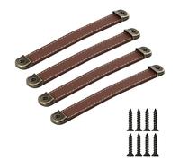 SYDARSYN 4 pièces Poignées en cuir pour meubles poignée de porte cuisine poignées de tiroir armoire vintage boutons de portes cuir tirer placards de poignées 96mm