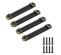 SYDARSYN 4 pièces Poignées en cuir pour meubles poignée de porte cuisine poignées de tiroir armoire vintage boutons de portes cuir tirer placards de poignées 96mm