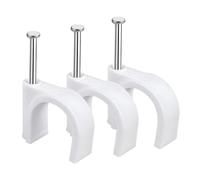 SYDARSYN Clips de Câble Ronds, Attache Câble Mural, Blanc Câble Clips Mur Attaches Câbles avec Clou en Acier 7mm (100 Pièces)