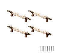 SYDARSYN Lot de 4 poignées de meubles, en céramique, style vintage, motif floral, pour porte d'armoire, tiroir, penderie, tringle à vêtements, 76 mm