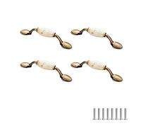 SYDARSYN Lot de 4 poignées de meubles, en céramique, style vintage, motif floral, pour porte d'armoire, tiroir, penderie, tringle à vêtements, 76 mm