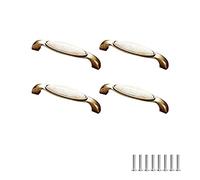 SYDARSYN Lot de 4 poignées de meubles, en céramique, style vintage, motif floral, pour porte d'armoire, tiroir, penderie, tringle à vêtements, 128 mm