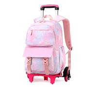 SYDARSYN Sacs à Dos Etudiant Chariot Cartable à roulettes Sac d'école Aller à l'école Primaire avec 6 Roues Sac à Dos pour Garçons Filles Rose