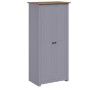 SYDE Armoire en bois de pin gris 80 x 50 x 171,5 cm | Étagère fixe, barre suspendue, compacte pour petite chambre, organisateur de vêtements