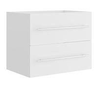 SYDE Armoire lavabo en bois d'ingénierie blanche 60 x 38,5 x 48 cm | 1 tiroir, contreplaqué robuste, nettoyage facile, porte-serviettes supérieur, sans lavabo