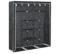 SYDE Armoire pliante textile non tissé 150 x 45 x 175 cm Noir | Avec fermeture éclair et couvercle enroulable, tubes en fer, protège les vêtements et les chaussures de la poussière