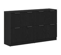 SYDE Buffet 2 unités chêne noir 60 x 30 x 70 cm | Bois élaboré, portes à charnières, étagères en panneau, poignées noires, pour salle à manger et salon