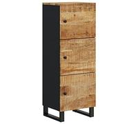 SYDE Buffet 3 portes en bois massif manche et fer 40 x 33 x 110 cm | Style industriel, 3 compartiments, porte réversible, fixation murale incluse
