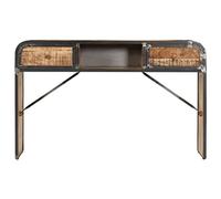 SYDE Buffet en bois avec manche massif 120 x 30 x 75 cm | Style vintage, structure fer, 2 tiroirs, compartiment, résistant
