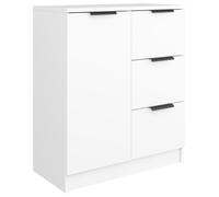 SYDE Buffet en bois contreplaqué blanc 60 x 30 x 70 cm | Porte montée des deux côtés, surface résistante, multi-usages pour salon, salle à manger ou entrée