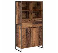 SYDE Buffet industriel 81 x 36 x 150,5 cm, bois et acier | Étagères réglables, grands compartiments, style européen, usage intérieur
