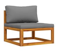 SYDE Canapé sectionnel central en bois d'acacia, coussin gris | Siège de terrasse modulaire résistant 110 kg Finition huilée