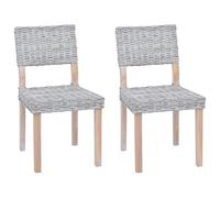 SYDE Chaise de salle à manger en rotin Kubu 2 unités 46 x 55 x 84 cm | Dossier haut, bois d'acajou, supporte 136 kg, repose-pieds, usage intérieur