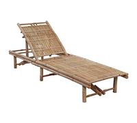 SYDE Chaise longue de jardin en bambou avec coussin | Dossier réglable 3 positions, robuste, facile à nettoyer, pour se reposer et lire