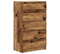 SYDE Commode en bois d'ingénierie vieilli 60 x 36 x 103 cm | 5 tiroirs spacieux, surface résistante, nettoyage facile, fixation murale incluse