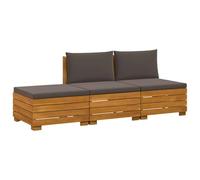 SYDE Ensemble canapé sectionnel extérieur en bois d'acacia 3 pièces | Coussin modulaire, lavable, protection UV, idéal pour terrasse et balcon