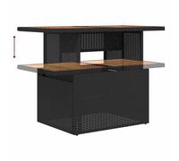SYDE Ensemble de canapés de jardin 6 pièces, noir et marron | Polyrotin, bois d'acacia, acier, rangement, modulaire, réglable