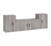 SYDE Ensemble de meubles TV 3 pièces en bois contreplaqué gris Sonoma | Montage mural, grand rangement, résistant à l'humidité, manuel inclus