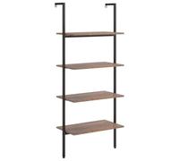 SYDE Étagère inclinée 4 étagères en acier 64 x 35 x 152,5 cm | Structure robuste, utilisation polyvalente, fixation murale incluse, idéale pour salon, chambre, salle de bain