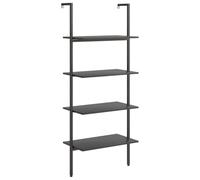 SYDE Étagère inclinée 4 étagères noire 64 x 35 x 152,5 cm | Acier résistant, compact, multifonction, maison et bureau, fixation murale incluse