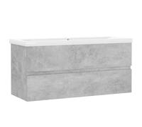 SYDE Meuble de salle de bain avec lavabo en céramique gris, 1 tiroir | Design moderne, surface vitrée, trop-plein inclus, nettoyage facile
