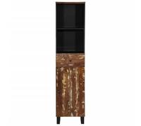 SYDE Meuble de salle de bain en bois massif recyclé 38 x 33 x 160 cm | 1 tiroir, 2 ouverts, 2 avec porte, pieds en fer, porte réversible