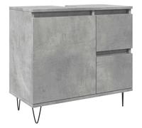 SYDE Meuble lavabo en bois d'ingénierie gris béton 65 x 33 x 60 cm | Avec trou pour évier, rangement large, pieds en fer, résistant à l'humidité