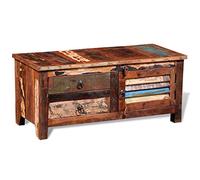 SYDE Meuble TV Hi-Fi en bois recyclé 1 porte et 2 tiroirs | Style vintage, artisanal, surface résistante, rangement pour salon