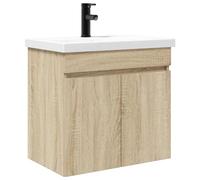 SYDE Module de salle de bain avec robinetterie chêne 61 x 40 x 74,5 cm | Bois résistant à l'humidité, charnières 90°, rangement intelligent, nettoyage facile, montage facile