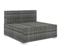 SYDE Siège central sectionnel en rotin PE, gris | Structure en acier résistant, coussins amovibles, modulaire pour extérieur